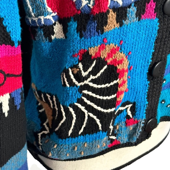 Segrets Sun Prints Sweater L Tribal Animals Vintage - Picture 6 of 11